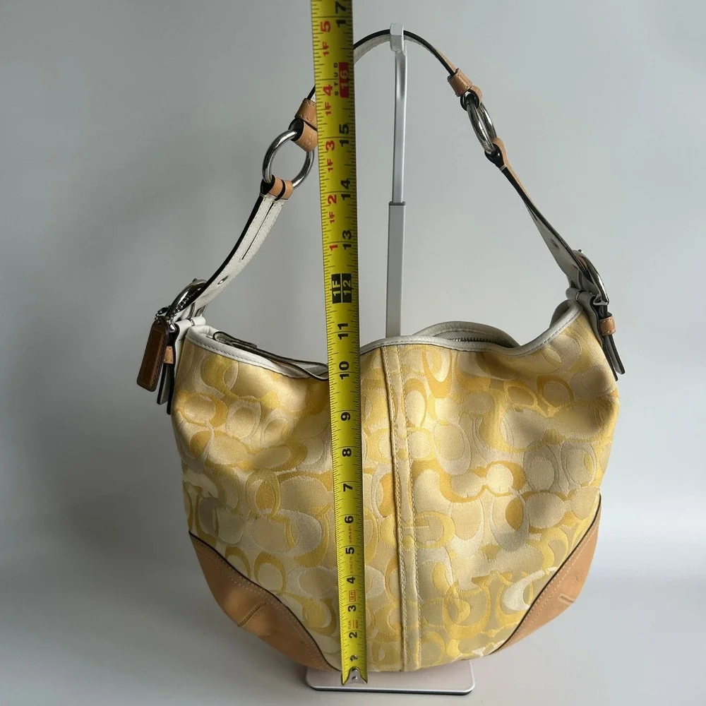 Coach Soho Optic Signature C Yellow Canvas Leather Hobo Bag 1851 Good